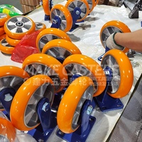 Roulettes robustes noyau en aluminium PU roulettes pivotantes chariot industriel Double roulement 4 "5" 6 "8" pouces frein rigide fixe