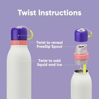Botol Termos Vakum Minuman Portabel Anti Bocor Ramah Lingkungan Anti Selip Stainless Steel 530ML 18oz Baru dengan Tutup Pegangan 12-24 jam