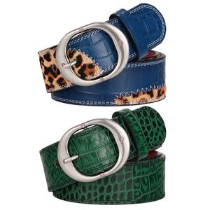 Diseño personalizado Patrón especial Vaquero Bloqueo Leopardo Color Grano completo Aleación de zinc Pin Hebilla Correa de cuero genuino Cinturón de diseñador - Product Image 4