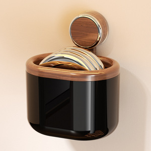 Wall Mounted Suction <b>Storage</b> <b>Box</b> Round Food Container For Garlic Ginger <b>Kitchen</b> Punch Free Lacquered Finish - Product Image 2