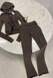 Custom Distressed Two Piece Set Women <strong>Outfits</strong> Zip up Jacket Sweat Pants Casual 2 Piece Jogger Hoodie Sets Women Clothing - Product Image 2