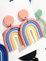 Boucles d'oreilles pendantes géométriques en argile polymère souple de haute qualité, motif arc-en-ciel, pour femme, couleurs assorties
