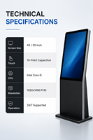 Panneau PC Android sur mesure de 86 pouces avec écran tactile 10 points, borne interactive sur pied, affichage numérique multimédia, machine POE