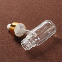 Flacon compte-gouttes en verre pour huile essentielle, cylindrique, 5 ml, 10 ml, 15 ml, 20 ml, 30 ml, 50 ml, 100 ml, avec verre transparent et bouchon doré