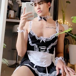 Disfraz de Mucama Masculino Talla Grande, Vestido con Tirantes de Encaje, Uniforme Sexy para Juego de Roles, Disfraz Masculino Primavera 2022 - Product Image 2