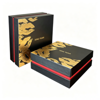 Boîte en carton rigide de luxe avec couvercle et base, personnalisable avec logo, boîte à rouge à lèvres en deux parties avec estampage à chaud doré sur le col intérieur pour cadeau cosmétique