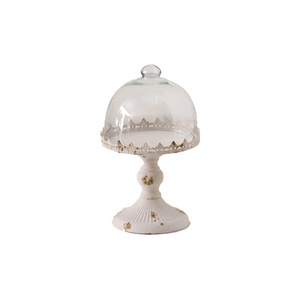 Soporte para postres estilo francés con cúpula de cristal, soporte metálico para exhibir pasteles, plato decorativo vintage para frutas, para panadería, uso en exteriores - Product Image 3
