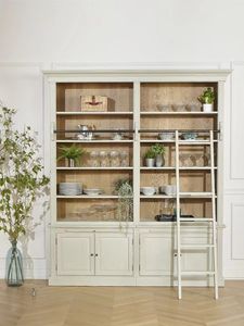 Combinazione Libreria a Scaffali di Lusso in Legno Massello Stile Moderno Americano per Soggiorno Appartamento di Alta Gamma con Scala - Product Image 2