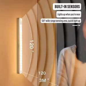 Wholesale LED Motion Sensor Light <b>Wireless</b> Night <b>Lamp</b> Type C Rechargeable for Kitchen Cabinet Staircase Backlight - Product Image 2