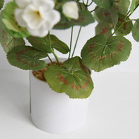 Petit bonsaï artificiel, centre de table, fleurs de bégonia blanches en soie, plantes en pot, 33 cm, décoration de Noël pour la maison