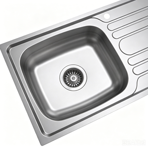 Évier de cuisine encastrable à cuve unique avec drain linéaire à extrémité incurvée et trou unique pour robinet, pour armoire de cuisine compacte standard familiale - Product Image 3