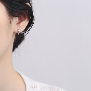 Đồ trang sức thời trang 925 Sterling bạc Zircon Bông tai mắt hình chữ nhật hình vuông trái tim nước thả hình thoi hình dạng vàng mạ Hoop Bông tai - Product Image 6