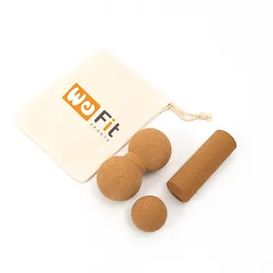 Custom Eco-friendly 100% Natural Wooden Yoga Cork Massage Ball Set For Self Therapy Using
