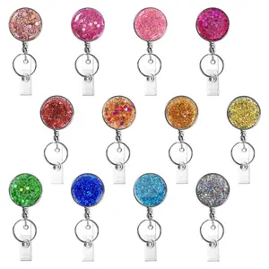 New Style Nurse Badge Reel With Bling Rhinestone Retractable Holders Sparkle Bling Id Name Card Holder Badge Reel Working Gift