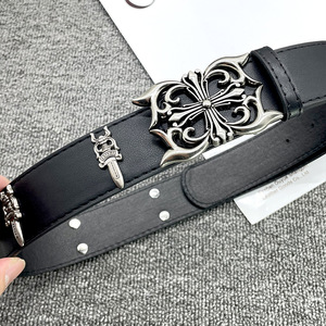 Cinturones de Moda <span class=keywords><strong>CH</strong></span> con Tachuelas Estilo Hip Hop Punk, Cinturones Clásicos Vintage con Cruz para Hombre, Cinturones de Diseñador, Decoraciones para Jeans, Regalo Unisex de Moda - Product Image 3