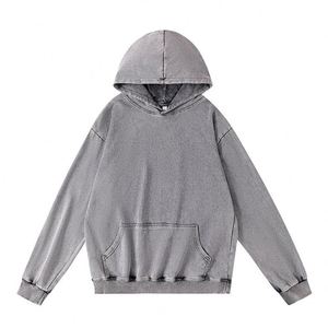 Sweat-shirts à capuche surdimensionnés vintage en coton 100% 300 g/m² pour streetwear, personnalisables avec logo, effet délavé à l'acide, vente en gros - Product Image 4