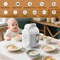 Robot culinaire électrique 3-en-1 pour bébé, machine automatique mini pour purée de fruits et compléments alimentaires, 5 vitesses, boîtier en plastique de qualité alimentaire, cuisson vapeur