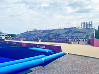 Structure de tribune modulaire démontable en acier conçue par Avant Sports pour stade temporaire, 2000 à 5000 places, grands projets d'événements