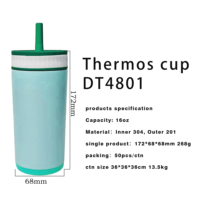 Tumbler Mini Terisolasi 12oz 16oz dengan Tutup Ganda yang Dapat Ditukar, Bagian Dalam SUS304 Hydro Formed dan Bagian Luar SUS201