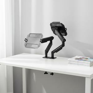 Nouveau <span class=keywords><strong>support</strong></span> de moniteur en acier allié réglable au design moderne avec bras inclinable à 90° pour deux <span class=keywords><strong>écran</strong></span>s, <span class=keywords><strong>support</strong></span> pour deux ordinateurs portables - Product Image 5