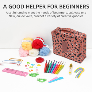 JP Portable Crochet <b>Knitting</b> Set Plastic Yarn Handmade Sewing Tools DIY Needlework <b>Kit</b> with Storage Bag - Product Image 2