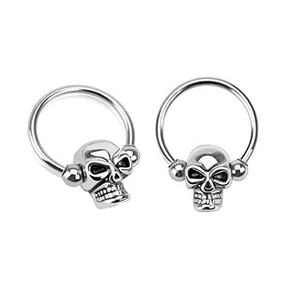 En gros, Piercings hypoallergéniques en forme de crâne et squelette, anneaux fer à cheval à perle captive, boucles d'oreilles tragus et piercings de septum - Product Image 3