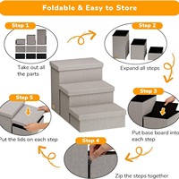 Escalier pliable avec rangement pour chiens et chats de petite/moyenne/grande taille, lit/canapé/rampe de voiture pliables, rampe pour chien robuste à 3 marches plus large
