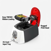 Impresora de Tarjetas de Identificación Evolis Badgy 100 de Nivel Básico con Interfaz USB, Impresora de Tarjetas de PVC para Estudiantes para Uso en el Campus Escolar