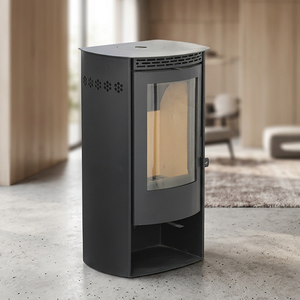 <span class=keywords><strong>Poêle</strong></span> <span class=keywords><strong>à</strong></span> <span class=keywords><strong>bois</strong></span> durable de style européen, finition noire mate, avec base de rangement pour bûches, pour salon - Product Image 4