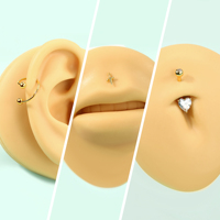 Toposh 14 Karat massives Gold klar CZ Labret Knorpel Tragus Daith Ohrringe Nase Ohr stecker Nabel Bauchnabel Ring Piercing Schmuck