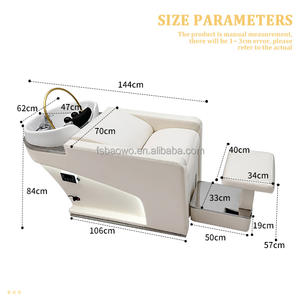 White Beauty Salon Ausrüstung Thai Half Lying Flush Bett <span class=keywords><strong>Shampoo</strong></span> Schüssel und Stuhl mit Fuß stütze - Product Image 3