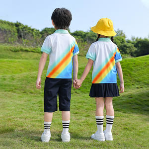 Venta al por mayor 100% algodón niños uniforme escolar polos sudaderas casuales con humedad que absorbe tejido de punto suave solapas sueltas - Product Image 2