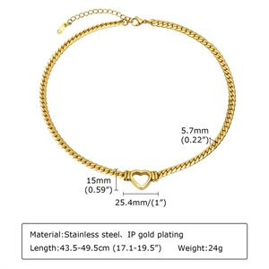 สร้อยคอรูปหัวใจแบบกลวง ชุบทอง ทำจากสแตนเลสสตีล - Product Image 4