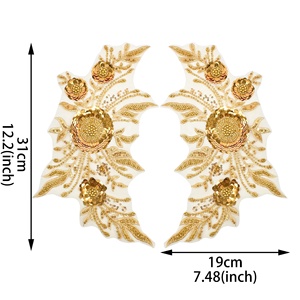 Moda örgü pullu çiçek bez yama PU dantel işlemeli yama için düğün elbisesi sahne performansı giyim konfeksiyon - Product Image 6