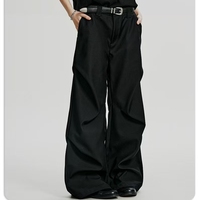 Pantalon large drapé vintage personnalisé, anti-rétrécissement, coupe classique, coupe-vent, style Old Money, streetwear, léger et respirant