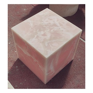 เฟอร์นิเจอร์ห้องนั่งเล่นยุคใหม่ UnionStone โต๊ะข้างสี่เหลี่ยมหินออนิกซ์สีชมพู โต๊ะข้างหินอ่อนหรูหรา โต๊ะฐานหินอ่อนออนิกซ์ - Product Image 1