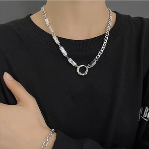 스테인레스 스틸 기하학적 스웨터 체인 힙합 펑크 Curban 체인 링 펜던트 목걸이 여성 남성 패션 보석 - Product Image 2