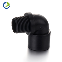 Sambungan Pipa Elbow Berulir 90 Derajat, Presisi Tinggi Cina, 1/2-2 Inci, Hitam, Bahan PP, Tipe Male Female