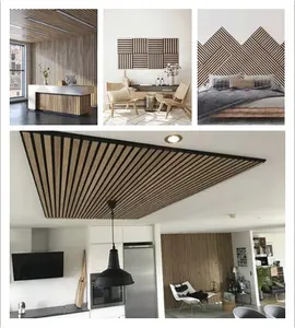 Pannelli in legno e soffitto con griglia acustica in PET impiallacciato in legno naturale in vendita