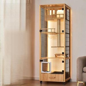 Vente en gros de villa pour chat en bois massif, compacte, pour petite famille, design peu encombrant, cage intérieure pour chat, maison pour chat - Product Image 6