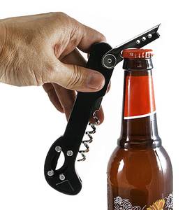 Sacacorchos de Dos <span class=keywords><strong>Pasos</strong></span> Boomerang con Cortador de Papel de Aluminio Integrado y Abrebotellas para Avión - Product Image 6