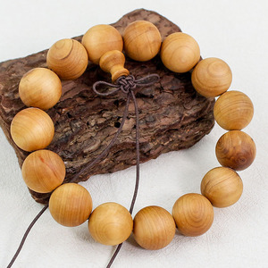 Cypress Wood <b>Bracelet</b> 15mm Round Beads Unisex Casual Wear Jewelry - Product Image 4