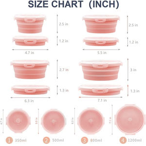 Contenedor de comida de plástico resistente al calor para microondas, fiambrera plegable de silicona para comida caliente - Product Image 6
