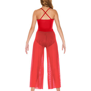 MiDee lirik dans setleri 2 parça çağdaş kostüm kaşkorse Leotard ve bale sahne performansı için örgü geniş bacak pantolon - Product Image 3