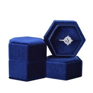 Wholesale Luxury Blue Velvet Custom Logo Jewelry Box Small Jewelry Boxes Gift Package Box For Ring