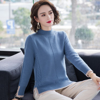 Sweater Wanita Model Crew Neck Lengan Panjang Custom Fit dengan Belahan Samping untuk Grosir