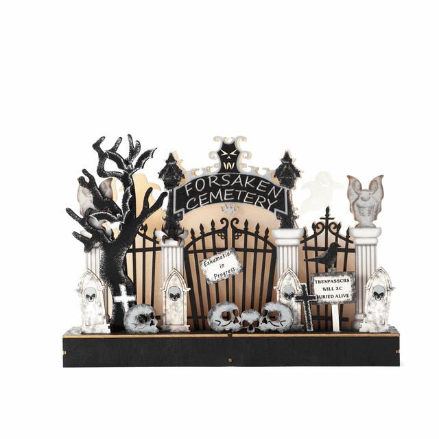WS-1917 Halloween Decorations Atmosphere-Setting Ghost Cemetery Props Party Lighting Boxwood Ornaments Indoor Use for Party