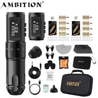Machine à tatouer sans fil professionnelle Ambition Mars-U 2.2-4.2mm à course réglable, kit complet avec 40 cartouches