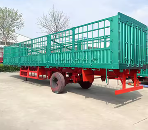 ZHONGSHENGTIANQI 2 3 Axle Animal Cría Semi Remolque 150 KG Carga útil Acero Granja Almacén Transporte Diseño de valla lateral duradera - Product Image 4