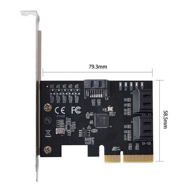 IOCREST 5 Port Non-RAID III 6Gbps PCI Express X4 Controller Card JMB585 Chipset Supports 5 SSD/HDD CE Certified Low Profile